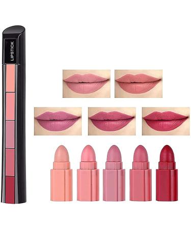 Hikaka Classic 5-in-1 matte lipstick non-marking waterproof long-lasting smooth soft to wear full color coverage non-sticky glossy moisturizing for women (B)