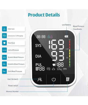 Blood Pressure Monitors CE Approved UK - Blood Pressure Monitor Upper Arm for Home Use Blood Pressure Machine with BP Cuff LED Backlight Display Heart Rate Detection 2x99 Records Cuff 22-42cm - Buy Online on GoSupps.com