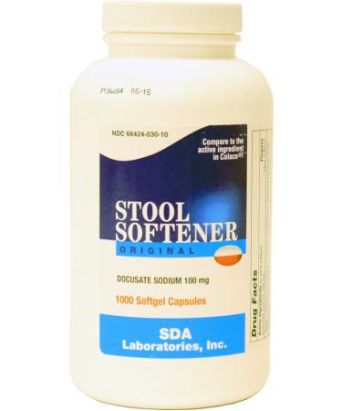 Stool Softener Docusate Sodium 1000 Softgels Compares to Colace 100 mg Each