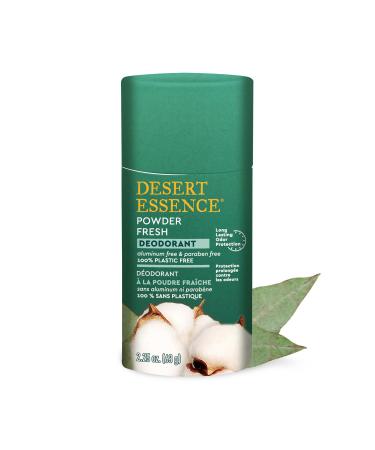Desert Essence Natural Powder Fresh Deodorant - 100% Plastic Free Aluminum Free & Paraben Free for Women & Men 2.25 oz