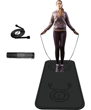 Vonoga Non-Slip 8mm Jump Rope Mat - Shock Absorption Indoor/Outdoor Padded Mat for Cross Rope Exercise - Black - Buy Online on GoSupps.com