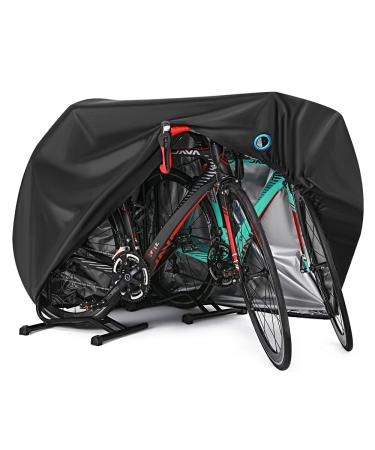 Bike Cover for 2 or 3 Bikes Outdoor Waterproof Bicycle Covers Rain Sun UV Dust Wind Proof with Lock Hole for Mountain Road Electric Bike Heavy Duty Bikes Black
