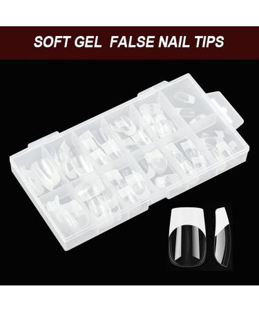French Tip Press on Nails Soft Gel Fake Square Press on Nails - Shallow Curve Nail Art Tool for Datings Weddings Night Out Parties Caume - Buy Online on GoSupps.com