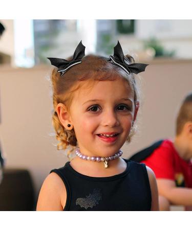 Halloween Bat Hair Bow Clips - Black PU Leather Alligator Barrettes for Girls, Women, Kids - Cosplay Accessory, Costume Decoration - 4pcs - Buy Online on GoSupps.com