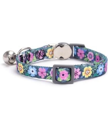 Moonpet Personalized Cat Neck Band - Custom Name & Phone Number Necklace with Safety Closure & Bell - Dark Flower Design - Buy Online on GoSupps.com