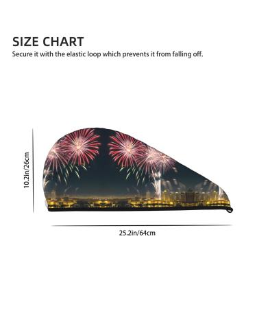 Fireworks Pattern SamLng Coral Velvet Dry Hair Cap | Ideal for Home Travel Pool Parties & More - Buy Online on GoSupps.com