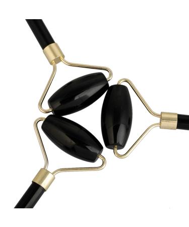 Rockcloud Natural Crystal Stone Roller Massager - Double Neck & Face Skincare Tool | Anti-Aging Wrinkle Healing with Black Obsidian - Buy Online on GoSupps.com