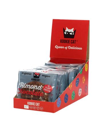 Kookie Cat Almond & Chocolate - Individually Wrapped Vegan Biscuits Gluten Free Soya Free Organic Almond & Oat - 12 X 50g Multipack
