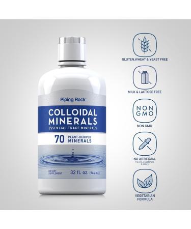 Piping Rock Colloidal Minerals Liquid | 32 fl oz | with 70 Plant-Derived | Essential Trace Supplement | Unflavored | Vegetarian Non-GMO Gluten Free Unflavored 32 Fl Oz (Pack of 1) - Buy Online on GoSupps.com