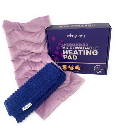 Solayman's Lavender Heating Pad Microwavable with Blue Removable Cover - Warm Compress Moist Heating pad for Back Pain Relief