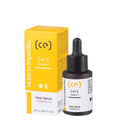 Skincyclopedia 20% Vitamin C Serum with Hyaluronic Acid - Spot Treatment for Acne Prone Dry and Oily Skin - Illuminating Face Moisturiser for Men and Women 30ml