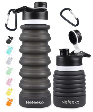 Nefeeko Collapsible Water Bottle , 26oz Silicone Foldable Water Bottles Leakproof BPA Free Travel Water Bottles with Carabiner, Portable Sport Water Bottles for Camping,Hiking Outdoor Indoor Sport