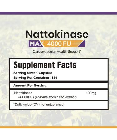 Nattokinase 4 000 FU - 180 Capsules for 6 Months | Supports Heart Health Circulation Detox & Natural Blood Thinning - Buy Online on GoSupps.com