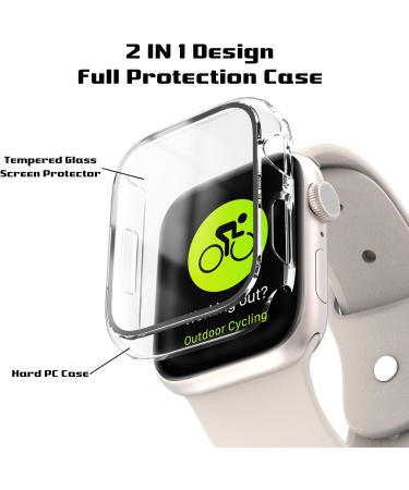 2 Pack Apple Watch Series 8/7 45mm Case & Screen Protector - Clear Hard PC Bumper with Tempered Glass Film - Anti-Scratch & Ultra-Thin Cover by EWUONU - Buy Online on GoSupps.com