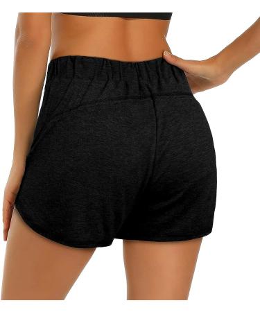XIEERDUO Women's Workout Shorts - Black, X-Large | Athletic Running Dolphin Shorts with Zipper Pockets - Buy Online on GoSupps.com
