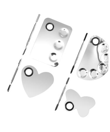 Hemoton 4 Sets Palette Set Makeup Mixing Tray Nail Manicure Kit Nails Gel Kit Gel Nail Kit Makeup Palettes Spatulas Kit De Manicura Nail Color Mixing Trays Stainless Steel Toning Tool Kit