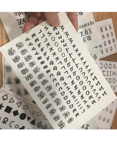 Alphabet Temporary Tattoo Stickers - 10 Sheet DIY Name Kit | English Letters Black Fake Tattoo Art Font - Buy Online on GoSupps.com