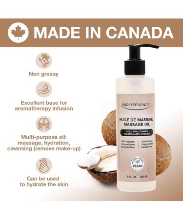 Fractionated Coconut Oil 8oz - 100% Natural Unscented Massage Oil | Palm Oil Free - Shop Internationally - Buy Online on GoSupps.com