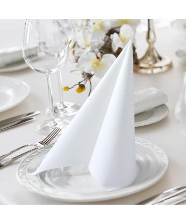 LEKOCH 100 PCs Premium High-Quality White Napkins | Disposable Airlaid 40x40 Wedding Napkins - Ideal for Events & Parties - Buy Online on GoSupps.com