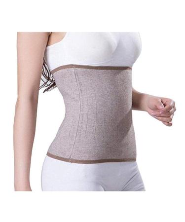 IPENNY Warm Knitted Abdominal Binder Kidney Warmer Back Slim Postpartum Wrap Belt Khaki