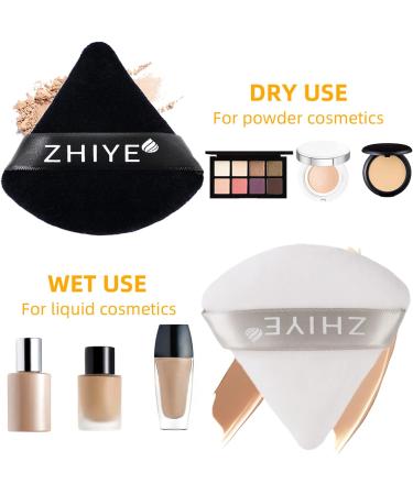 ZHIYE 6pcs Triangle Reusable Face Makeup Puffs | Dual-Use Wet Dry Makeup Sponge for BB CC Cream Liquid Foundation | White+Black - Buy Online on GoSupps.com