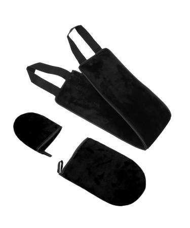 SHERCHPRY Ensemble de 3 Moufles Exfoliants Autobronzants Noirs sans Doigts Applicateurs Double Face Bande lastique Kit de Bronzage pour Visage et Corps R utilisable et Facile Nettoyer