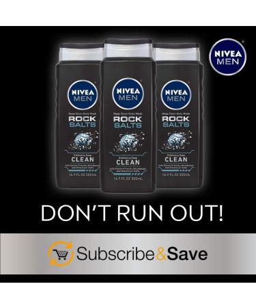 NIVEA MEN Deep Clean Rock Salts Body Wash - Exfoliating 3 Pack (16.9 Fl Oz Each) - Buy Online on GoSupps.com