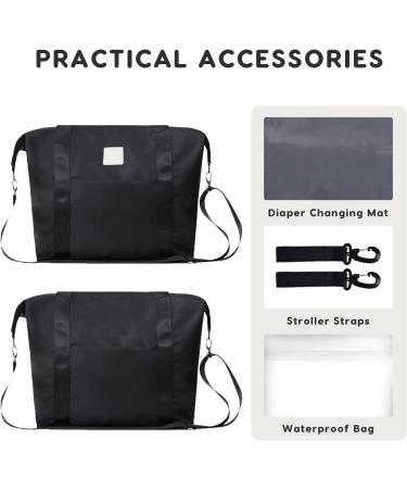 SONARIN Large Capacity Waterproof Baby Nappy Changing Tote Bag Stylish Baby Changing Bag Satchel Messenger Bag Portable Travel Diaper Bag with Stroller Straps & Changing Mat Black - Buy Online on GoSupps.com