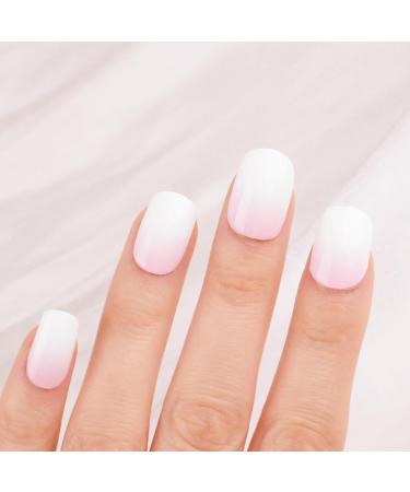 20pcs Semi Cured Gel Nail Strips Gel Nail Wraps Nail Stickers Soft Long Lasting Self Adhesive Nail Wraps with Nail File and Wooden Stick (Pink White Ombre) - Buy Online on GoSupps.com