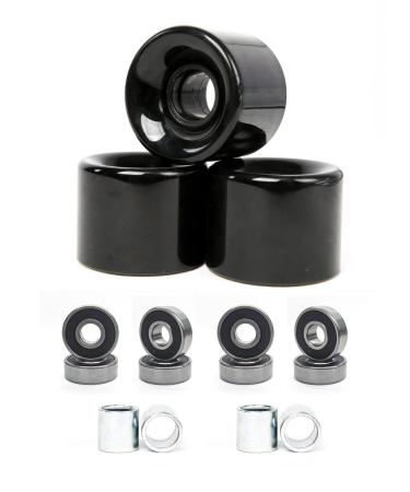 FREEDARE 58mm Skateboard Wheels 82a + ABEC-7 Bearing Steel and Spacers Cruiser Wheels (Pack of 4) Black
