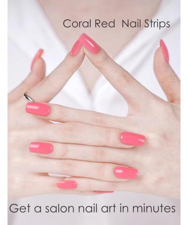 TrueShei Coral Pink Nail Foils | 23PC Self-Adhesive Gel Stickers | UV Nail Film for Beautiful Gellack Wraps - Buy Online on GoSupps.com