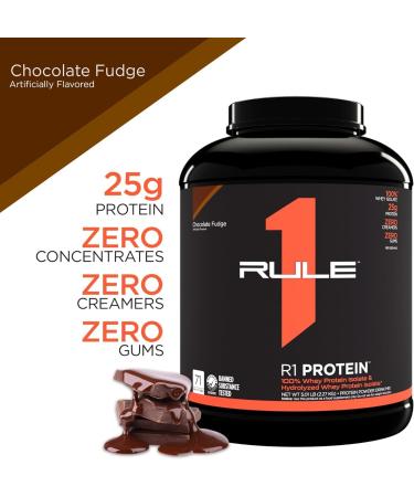 Rule 1 Protein | Super-Pure 100% Whey Isolate & Fast-Acting Whey Hydrolysate | 25 Grams Protein 4 Grams Glutamine & 6 Grams BCAAs Per Serving (5LB Chocolate Fudge) Chocolate Fudge 5LB - Buy Online on GoSupps.com