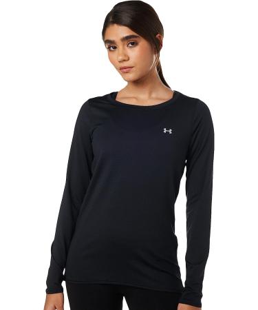 Under Armour Women's HeatGear Long-Sleeve T-Shirt - Black/Metallic Silver - Small - Buy Online on GoSupps.com