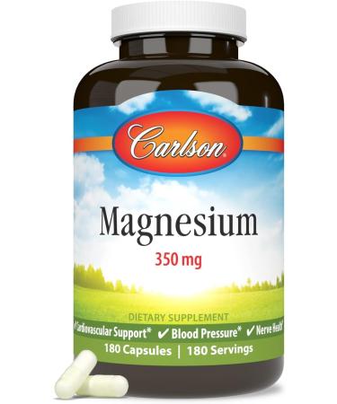  Tudor Carlson's Magnesium 350 mg cardiovascular support muscle function and nerve health 180 softgels - Buy Online on GoSupps.com