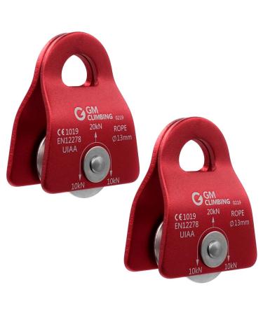 GM CLIMBING 20kN Micro Prusik Minding Pulley 1/2" CE UIAA Certified Red (Pack of 2)
