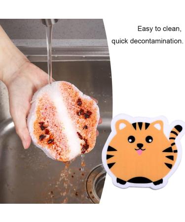 Multipurpose Sponge Cleaner Heavy Duty No Scratch Dishwashing Sponge Cartoon Tiger Scrub Sponge Suitable for Kitchen and Bathroom - Buy Online on GoSupps.com