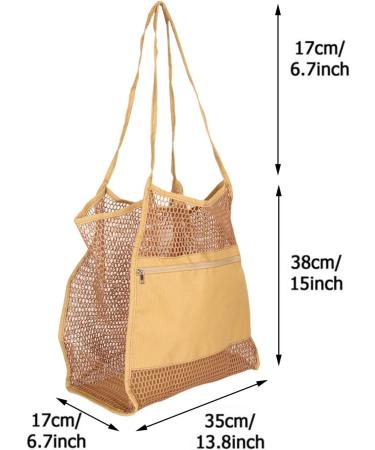 Qcwwy Mesh Beach Bag - Oxford Fabric Mesh Shoulder Bag for Pool | Stylish & Durable Khaki Beach Tote - Buy Online on GoSupps.com