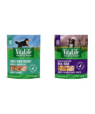 VitaLife 750 g Duck Tenders and Sweet Potato & Duck Twists All Natural Dog Treats Bundle