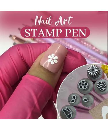 Thicknesy Nail Art Stamp Pen Set Nail Art Pen Set Nail Art Dotting Tools with Simple Design Nail Art Tools for Girls and Women (6pcs) - Buy Online on GoSupps.com