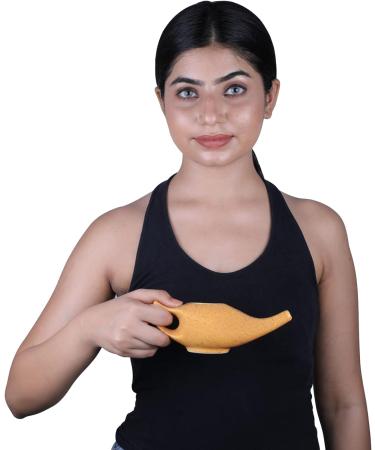 HealthGoodsIn Premium Ceramic Neti Pot with Salt - 225 Ml Freckle Pattern (Orange) | Sinus Relief Tool - Dishwasher Safe - Buy Online on GoSupps.com