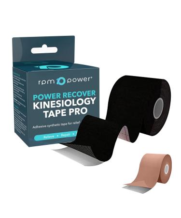 RPM Power Kinesiology Tape (5 Metres) - Sports Tape Latex Free Water Resistant Tape for Muscles & Joints - Perfect for Sports Muscle Aches & Rehabilitation (Single Box Black PRO) Single Box Black Pro