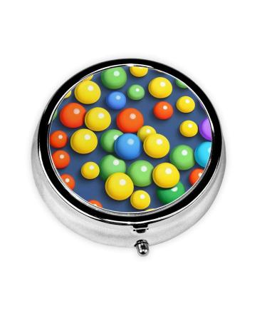 Colorful Ballsround Pill Box 3 Compartment Round Pill Box Organizer Portable Travel Pill Box for Traveling.