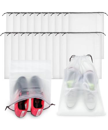 50 Pieces Translucent Shoes Bags for Travel Storage Packing Large Clear Drawstring Bags Plastic Portable Shoe Bags Organizer Pouch with Rope for Men and Women