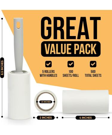 500 Sheets Extra Sticky Lint Roller - TaidMiao Mega Value Set with 5 Handles for Pet Hair Clothes Furniture & Carpet - Buy Online on GoSupps.com