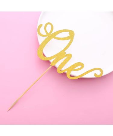 Gold 1st Birthday Cake Topper - Baby One Birthday Single-sided Gold Glitter Cake Topper One Anniversary Marriage Cake Decoration First Birthday Party Cake Smash Decorating Supplies (gold16) - Buy Online on GoSupps.com