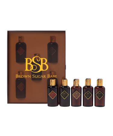 Brown Sugar Babe Body Oil Gift Set, Vanilla Body Oil and Perfume Oil for Women, Jasmine Oil with Marshmallow and Vanilla Musk, Five Scents are Creme De La Creme, Wild Card, Rich Aunty, Madam, Marry Me
