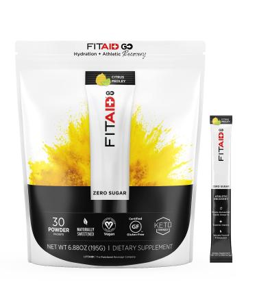 LIFEAID FITAID GO! ZERO SUGAR Recovery + Hydration Packet, W/ BCAAs, Glucosamine, Electrolytes, Omega-3s, 100% Clean, Keto-friendly, Vegan & Gluten-Free, 5 calories, Naturally Sweetened, 30 pack Fitaid Go! 30 Count (Pack o