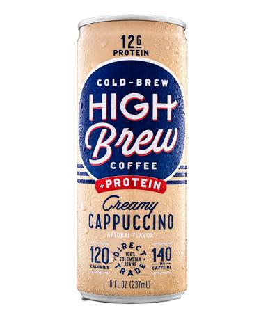 High Brew Coffee Creamy Cappuccino with Protein - 8 Fl Oz (12 Pack) - Cold Coffee Refreshment - Buy Online on GoSupps.com