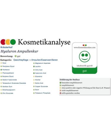 Hyaluronic Acid Kr uterhof Face Skin Moisturising Serum Ampoules Treatment for 14 Days MADE in GERMANY Vegan Anti-Aging Test Results "Good" - Buy Online on GoSupps.com