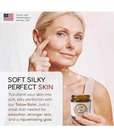 Beef Tallow Balm - 2 oz - Grown and Made in USA - Organic Grass Fed and Finished Tallow - Moisturizing Skin Care - Buy Online on GoSupps.com